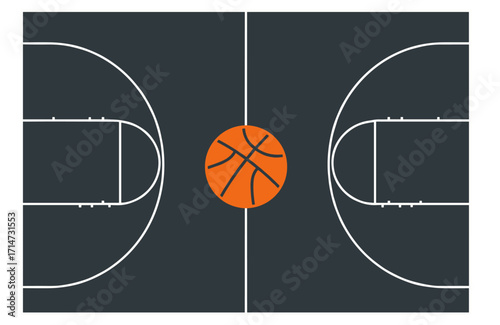 Basketball court top view, Basketball court line
