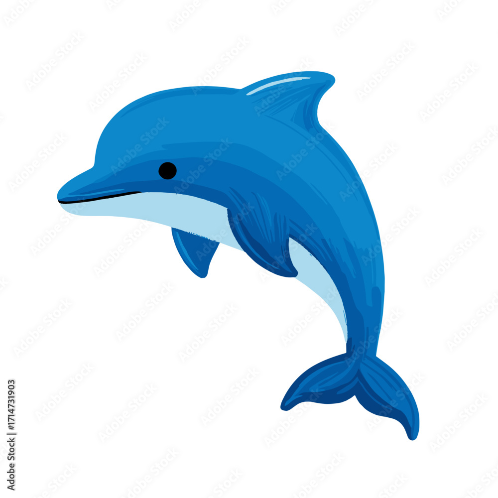 Fototapeta premium blue dolphin, cute dolphin, cartoon dolphin, whimsical dolphin, jumping dolphin, playful dolphin, baby dolphin, adorable dolphin, kawaii dolphin, little dolphin, funny dolphin, ocean animal, sea creat
