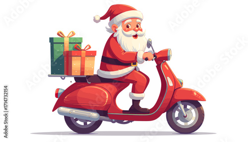 santa claus riding a scooter