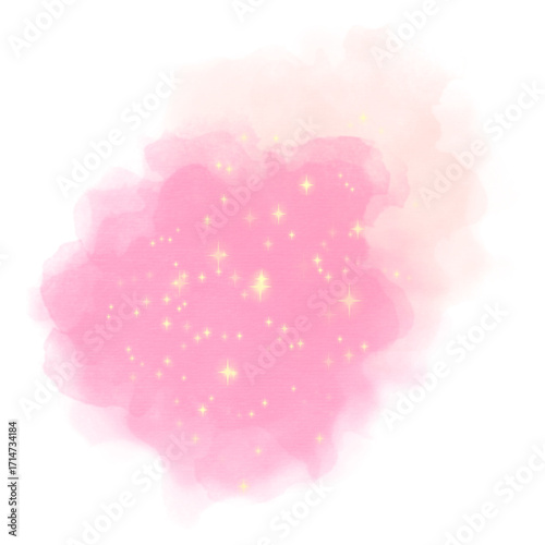 pink sky watercolor cloud frame glow stars glittering 