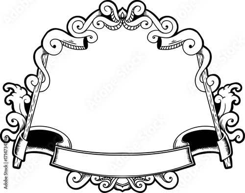 featuring a logo ornament design with a ribbon to add text
