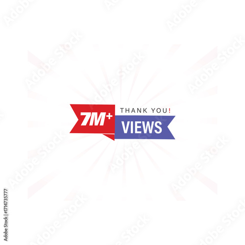 7M plus views celebration with sunburst background