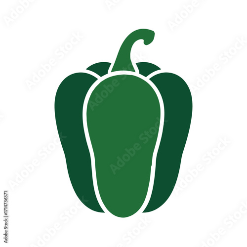 fresh green bell pepper vector illustration isolated on white background healthy vegetable food icon