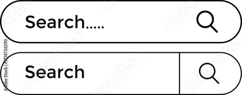 Search bar frame with magnifying glass icon. collection of modern search bar ui elements. Vector illustration.
