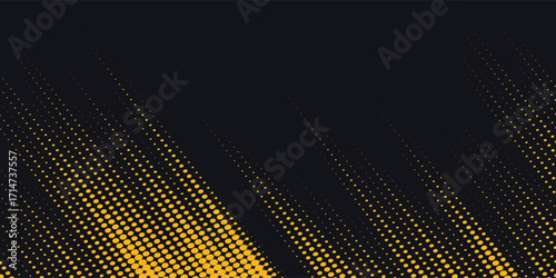 Dots pop art comics sport style vector illustration. Dots halftone yellow and black color pattern gradient grunge texture background.