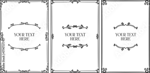  featuring three luxurious frame line art designs with center space for adding text
