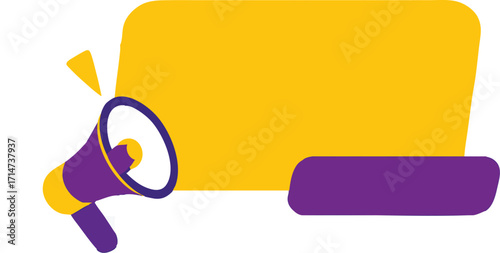 Flat design megaphone with empty speech bubbles for text.