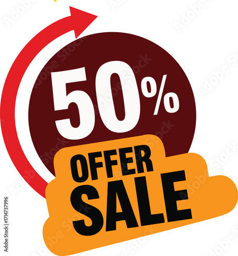 Fifty Percent Off Sale Offer.