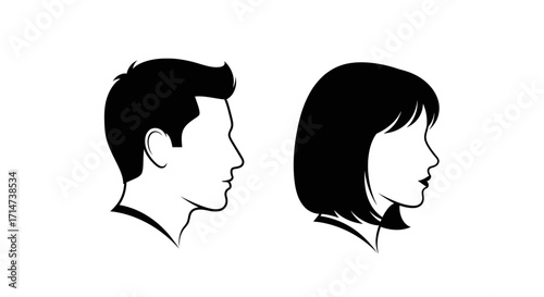 Profile silhouettes of a man and a woman, simple and stylized, likely for gender identification.