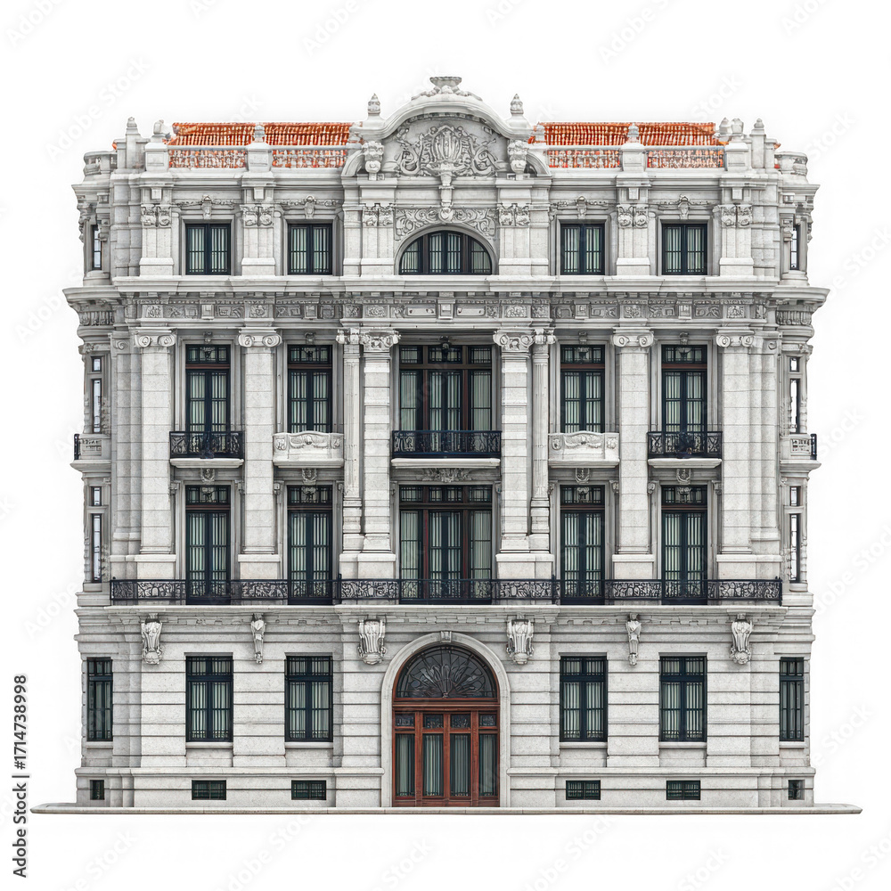 Fototapeta premium 3d illustration front of historic building in the city,on white background.