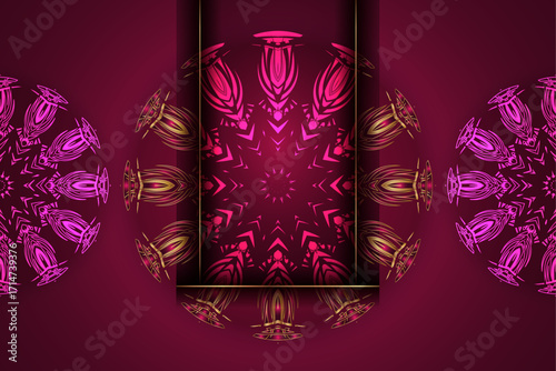 Ornamental golden crown with circular mandala patterns and symmetrical reflective design