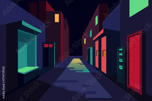 Dark Alley With Glowing Vending Machines