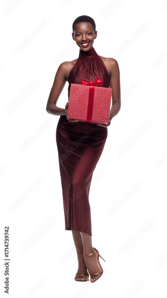 Fototapeta premium PNG Elegant woman holding gift.