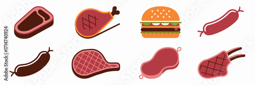 Vector illustration of various meat dishes – Perfect for restaurant menus, food blogs, or cooking tutorials