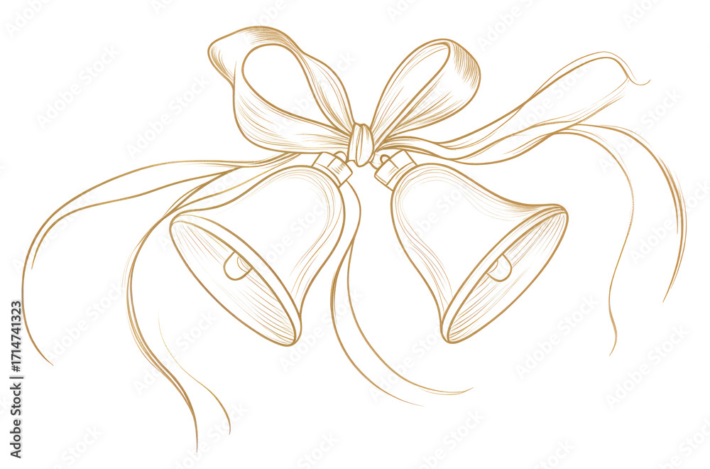 Naklejka premium PNG Christmas bells illustration drawing elegant.