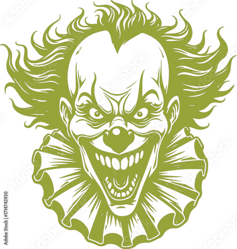 Green alien monster face vector illustration tattoo design