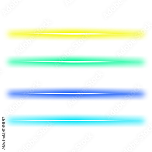Neon glowing tube light set, multicolor luminous digital design