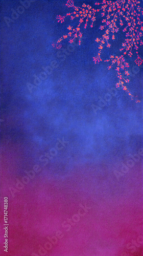 Durga Puja Vermilion Incense Banner with Trishul and Lotus, Copy Space