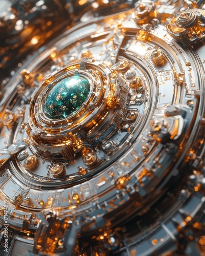 Wallpaper Mural The tones are blue, yellow, green, and gold, the composition is tilted, the picture is hyper-realistic, the three-dimensional sense is strong, the Unreal Engine, the details are rich, the camera. --ar Torontodigital.ca