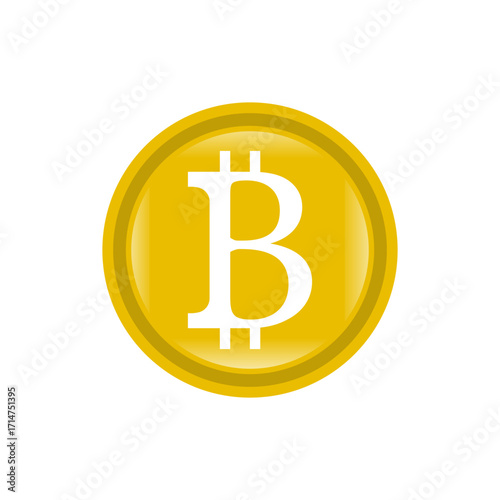 Bitcoin gold coin icon. Cryptocurrency symbol. Vector illustration.