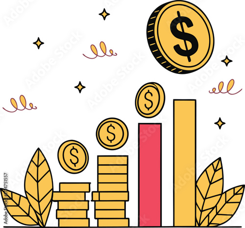 Financial Growth and Increasing Bar Graph