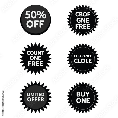 Special offer sale sticker collection with discount tags and clearance badges illustration