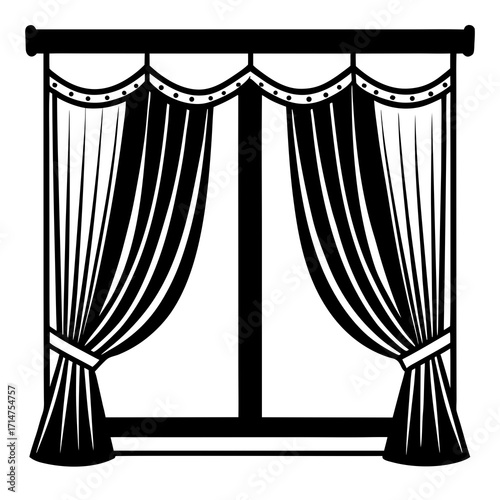 Curtains flat vector on white background