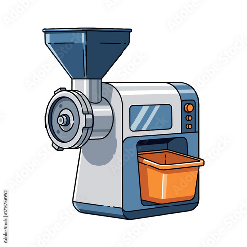 A modern electric meat grinder or food processor machine shown in a clean vector illustration style.