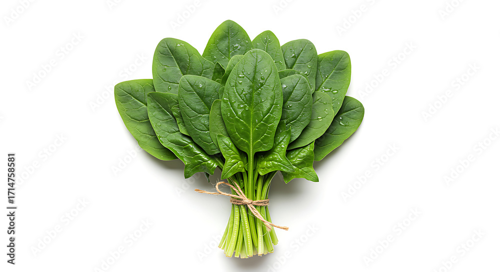 Fototapeta premium Bunch of fresh green spinach leaves tied with twine