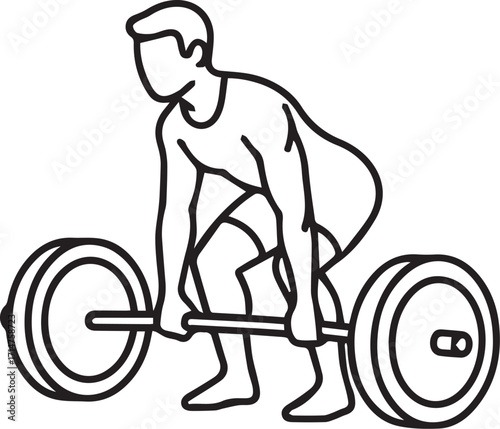Deadlift Exercise Icon – Man Lifting Barbell Silhouette for Fitness and Gym Training