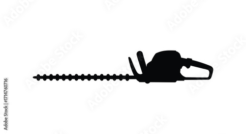 A simple black silhouette of a power tool likely a hedge trimmer