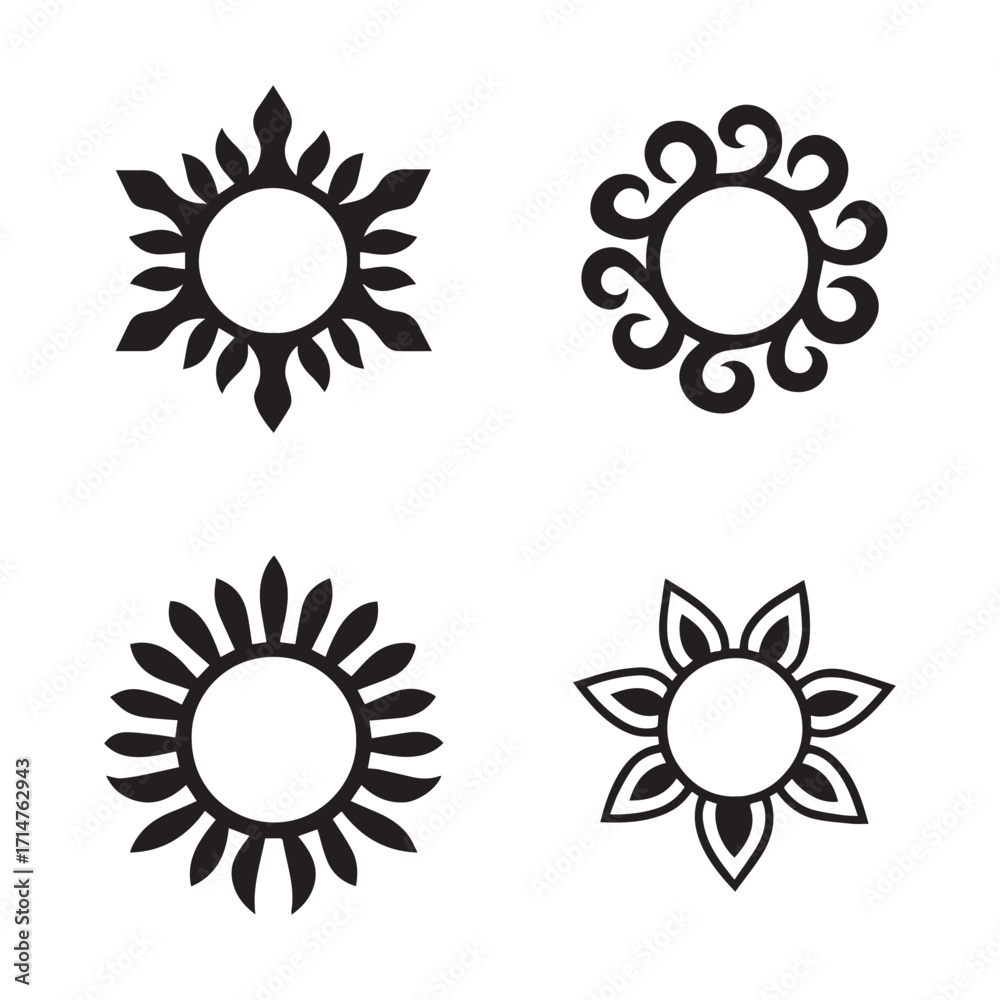 Fototapeta premium Snowflake Circle Monogram Svg