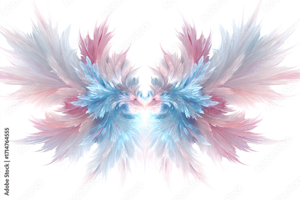 Obraz premium Soft radiant fractal flames, resembling angelic wings and mystical energy.