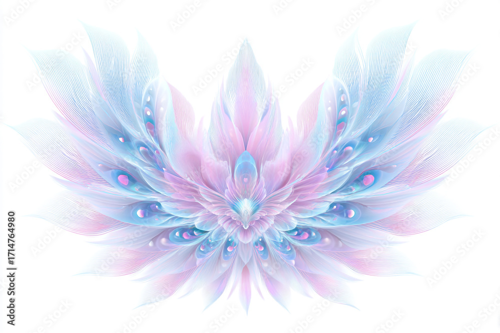 Obraz premium Abstract fractal artwork of angelic flames, featuring gentle luminescence and flowing shapes.
