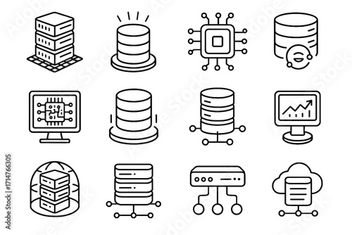 Data connected unit vector icon holographic icons network futuristic storage predictive cluster