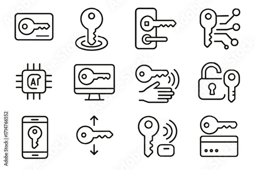 Lock device icons virtual icon vector unlock token door app key authentication
