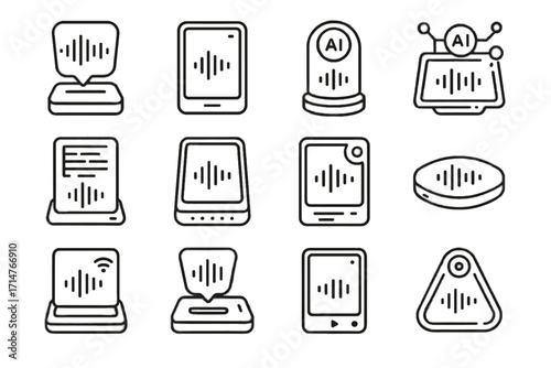 Recorder reality vector pad floating smart voice audio device icon futuristic