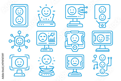 Analyzer mood reality holographic emotion expression board icon icons interactive vector futuristic