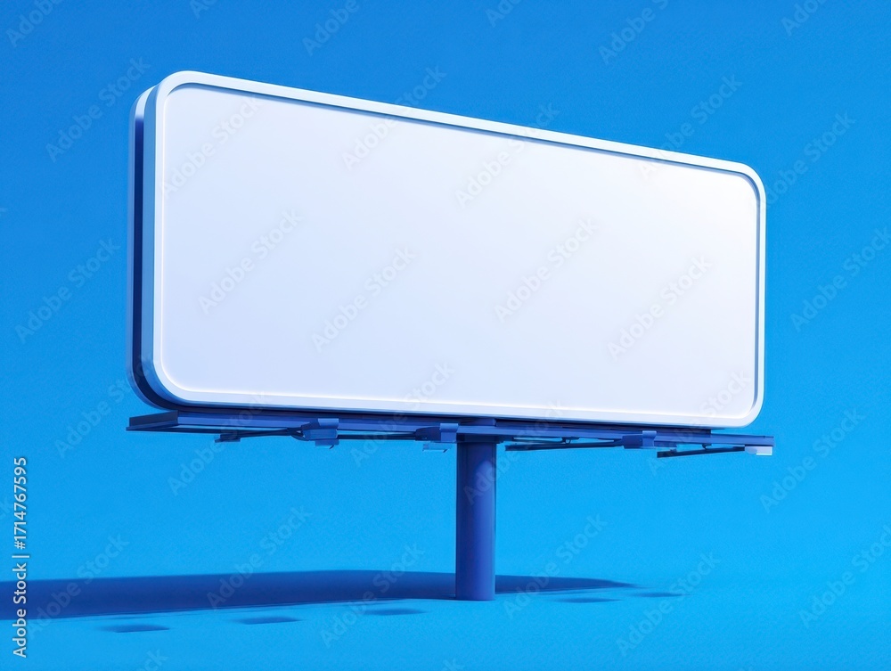 Fototapeta premium Empty White Billboard on Bright Blue Background