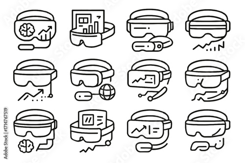 Visor predictive icons interactive headset office reality holographic vector digital ar wearable