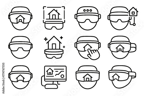 Headset vector holographic gadget home ar connected smart icon digital visor