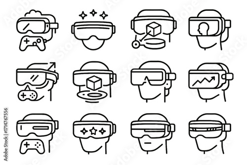Vector panel entertainment predictive holographic ar gaming virtual ai icon wearable
