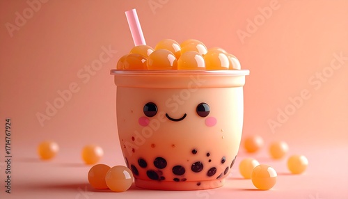 Cute Boba Tea Delight A Sweet, Kawaii Treat for Your Day