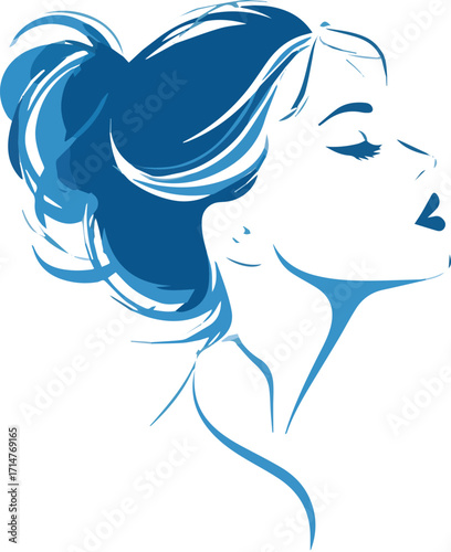 Elegant profile of a woman s head with flowing hair silhouette