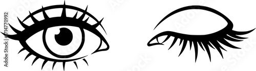 A black and white illustration of eyes, simple line art, minimalist design, high contrast, vector graphics