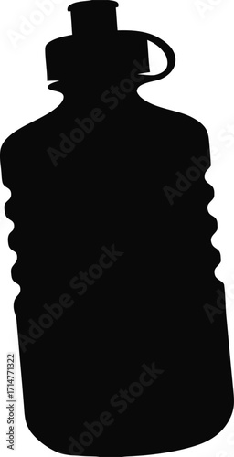Silhouette of Water Bottle Vector Isolated, Minimalist Beverage Container Illustration, Sports Bottle Outline, Stylish Hydration Accessory