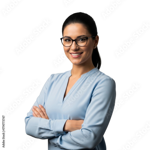 Wallpaper Mural Professional woman wearing glasses smiling confidently with arms crossed isolated on transparent background Torontodigital.ca