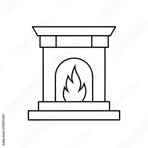 Outline of a fireplace on transparent background