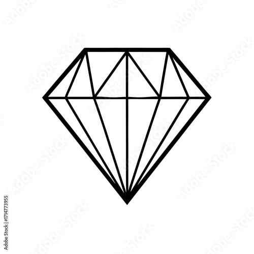 Outline of a cut diamond on transparent background