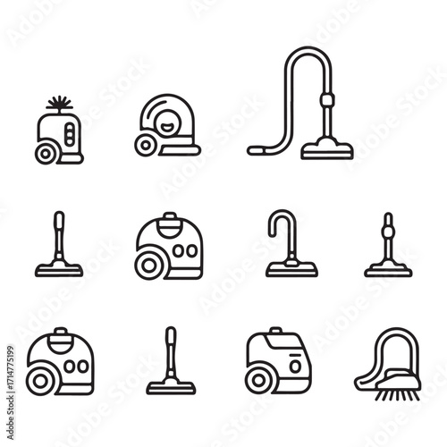 Vacuum cleaner icon set vector